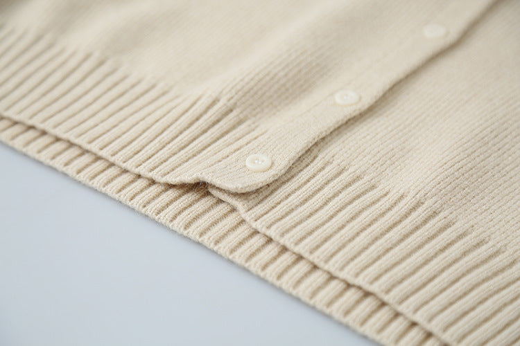 【LD11002】實拍秋冬法式設計感斜領針織毛衣外套251110