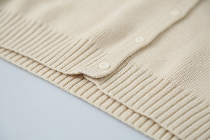 【LD11002】實拍秋冬法式設計感斜領針織毛衣外套251110