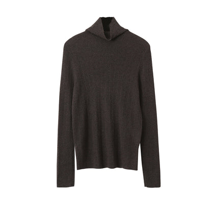 【LD11061】實拍紗網肌理超彈高領修身打底T恤251209