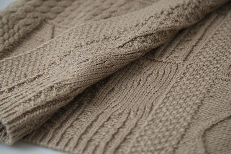 【LD3297】實拍復古立體厚實絞花大翻領毛衣外套251103