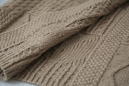 【LD3297】實拍復古立體厚實絞花大翻領毛衣外套251103