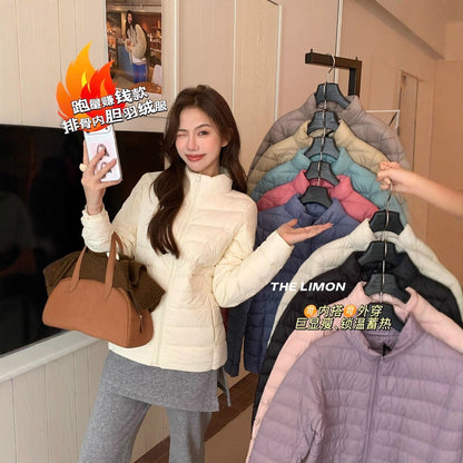 【L1189】實拍M~XL檸檬秋冬輕薄好收納立領保暖白鴨絨外套251117