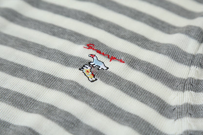 【LD11220】實拍休閒百搭經典款🐎小馬刺繡條紋寬鬆圓領短袖針織上衣260407