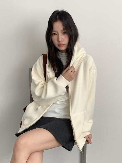 【LD11030】實拍冬季慵懶加絨加厚連帽衞衣外套251124