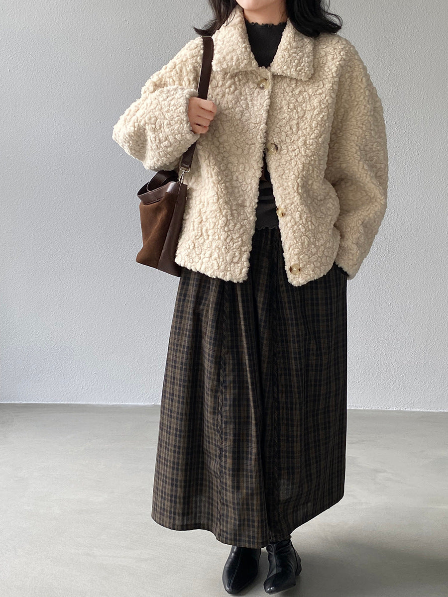 【cimz6381】實拍日系復古格紋內里加絨加厚A字裙251128