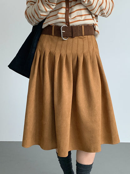 【LD11016】實拍冬季復古麂皮絨A字裙251110