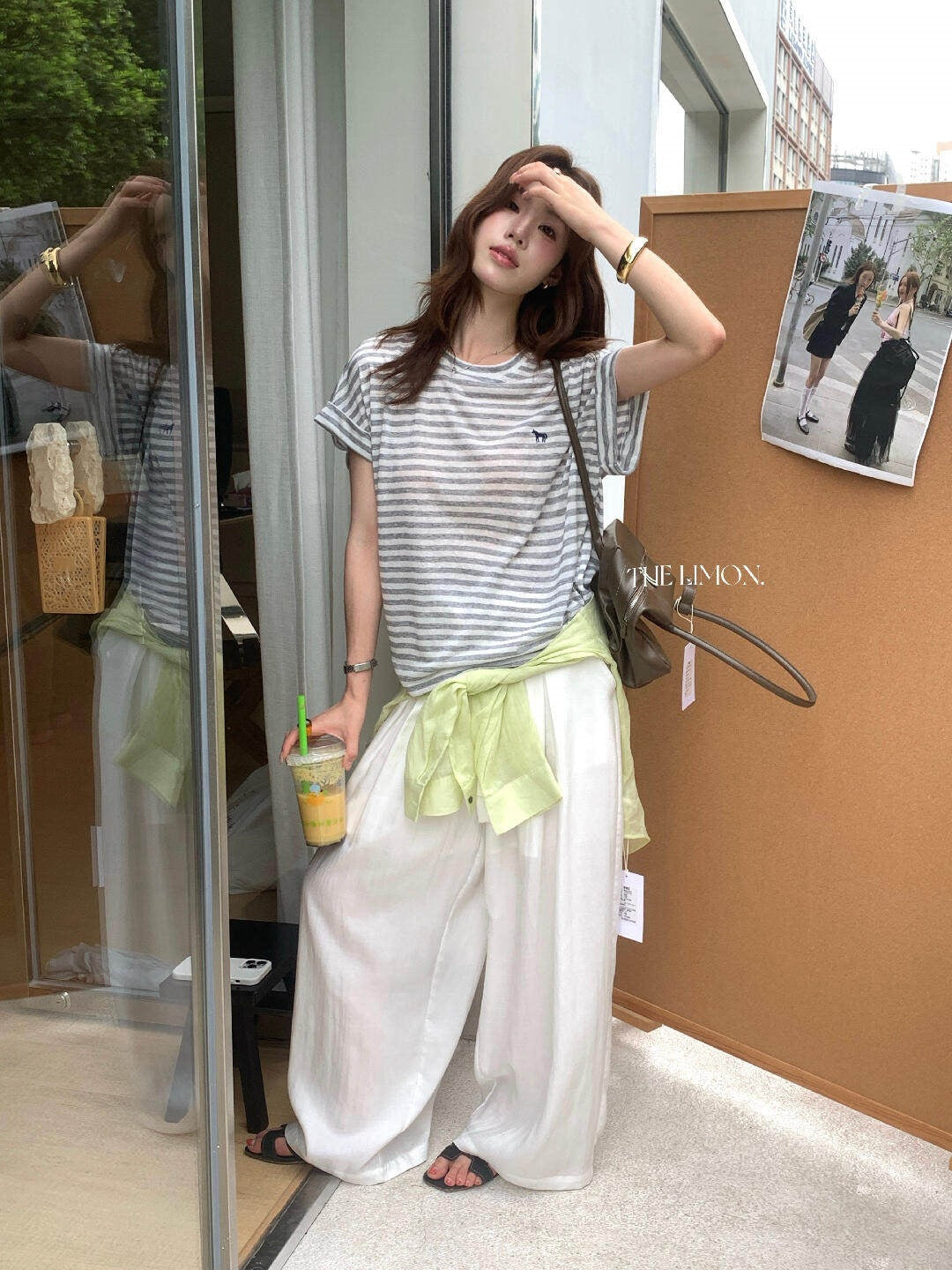 【L10695】韓系復古學院風🐎百搭親膚條紋小馬刺繡圓領短袖T恤260526