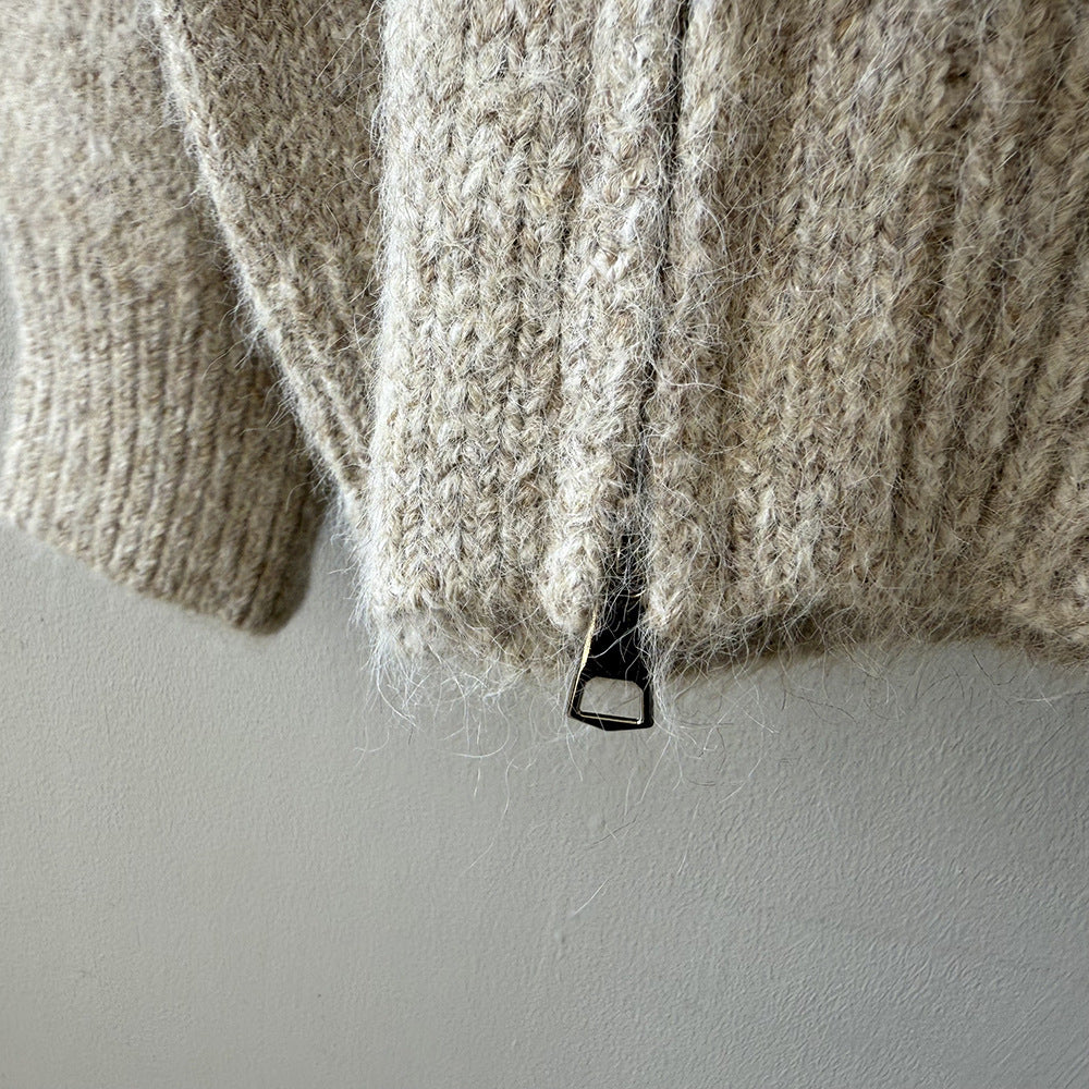 【YP1042】 實拍軟糯寬鬆高領針織毛衣外套(含羊毛4%) 251023