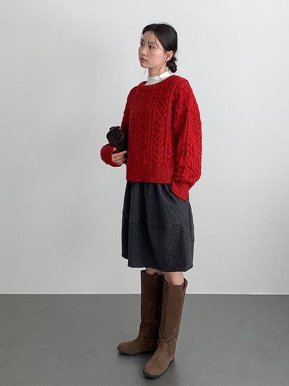 【LD11003】實拍冬季加厚麻花長袖圓領毛衣251110