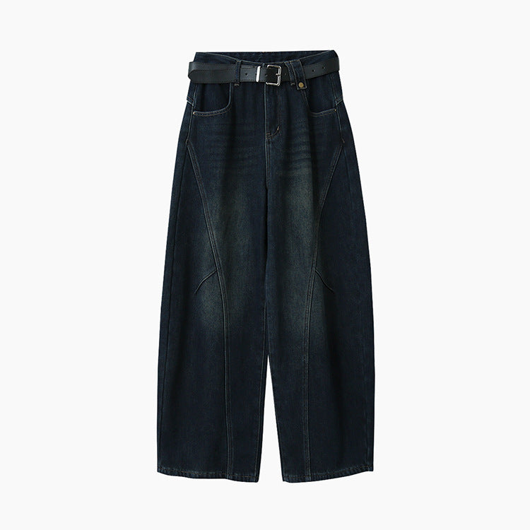 【LD11023】實拍S~XL顯瘦加絨加厚高腰寬鬆彎刀牛仔褲＋腰帶251124