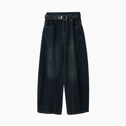 【LD11023】實拍S~XL顯瘦加絨加厚高腰寬鬆彎刀牛仔褲＋腰帶251124