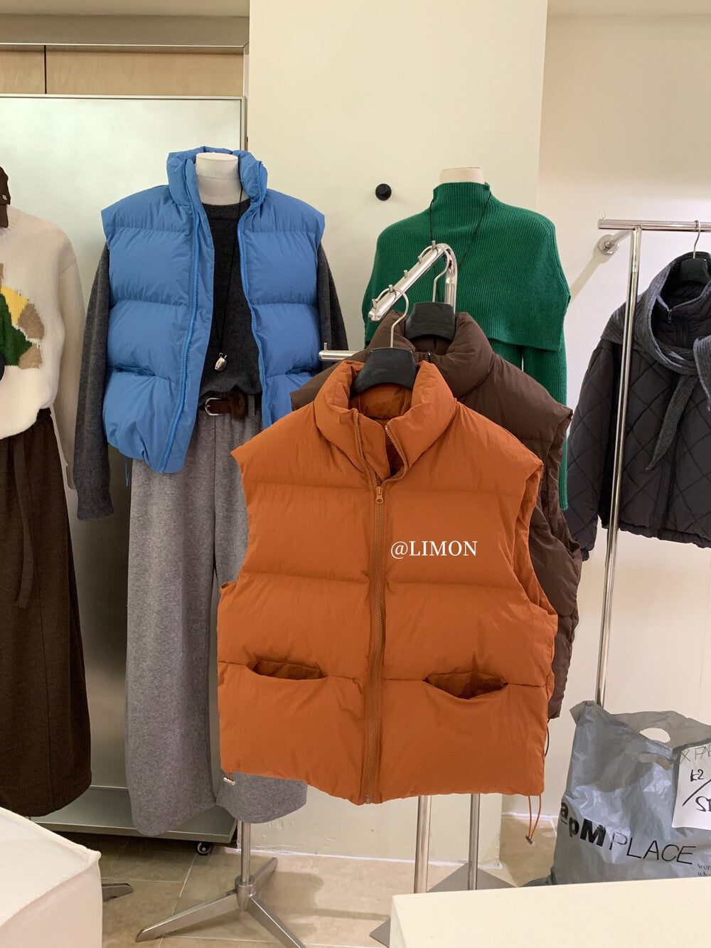 【L9309】實拍檸檬秋冬基礎款寬鬆百搭口袋拉鍊背心（內裡鋪棉）251117