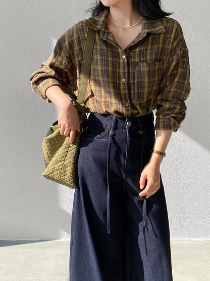 【cimz1753】實拍磨毛加厚復古格紋襯衫 251120