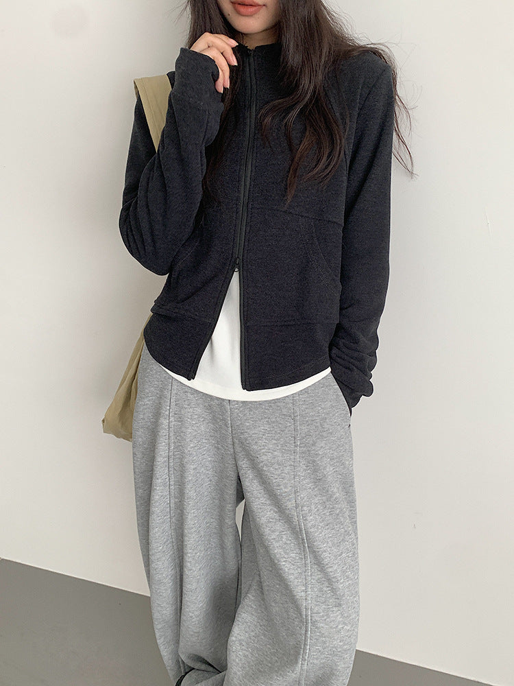 【LD3293】實拍立領雙頭拉鍊衞衣外套251103