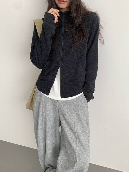 【LD3293】實拍立領雙頭拉鍊衞衣外套251103