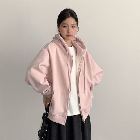 【LD11030】實拍冬季慵懶加絨加厚連帽衞衣外套251124