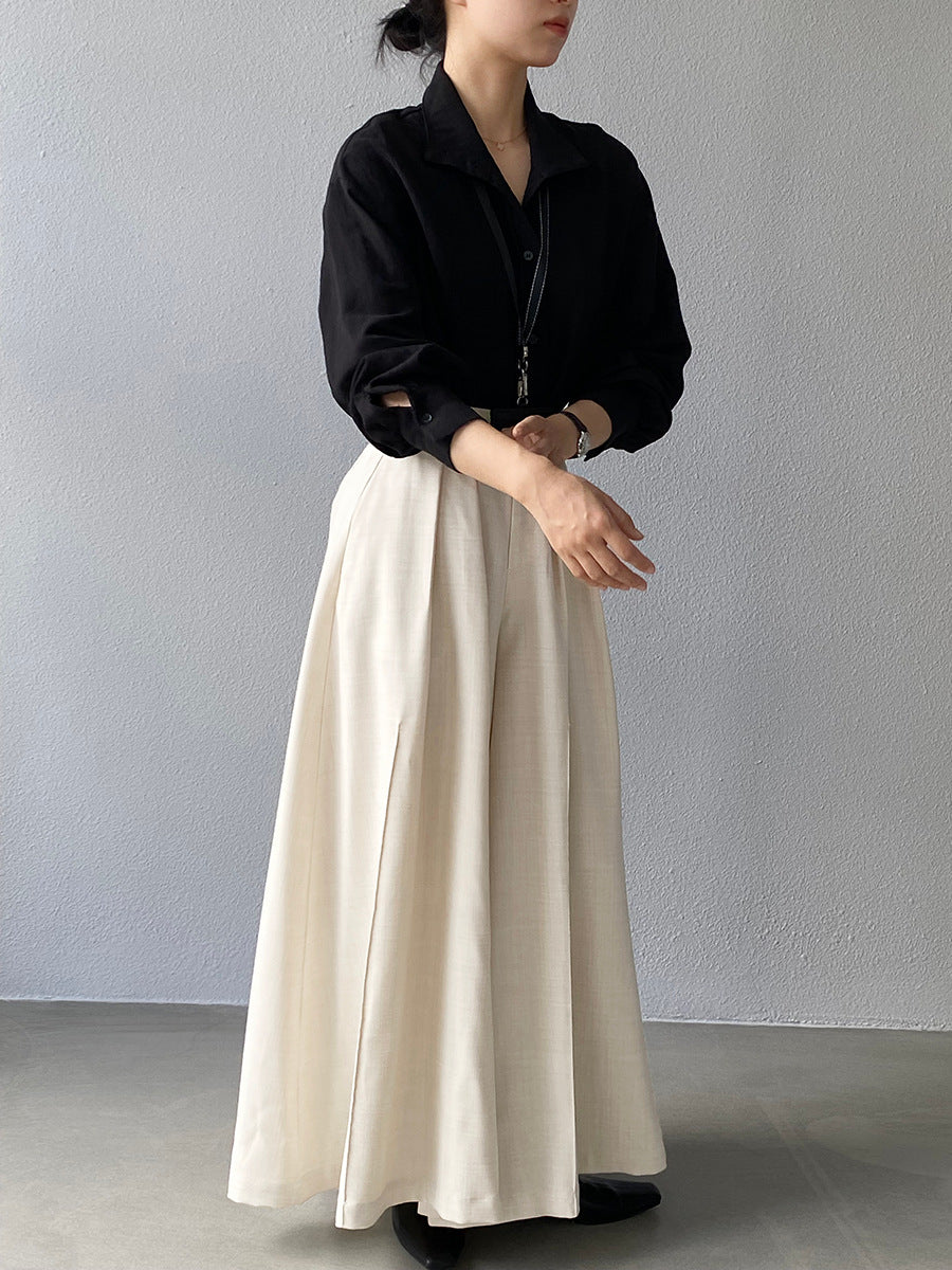 【cim1653】實拍秋日必備高腰壓褶大擺西裝褲251030