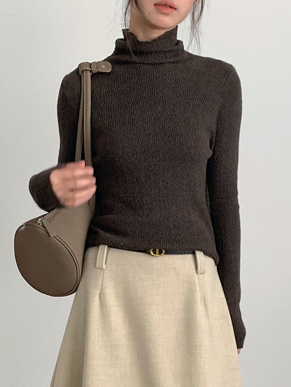 【LD11061】實拍紗網肌理超彈高領修身打底T恤251209