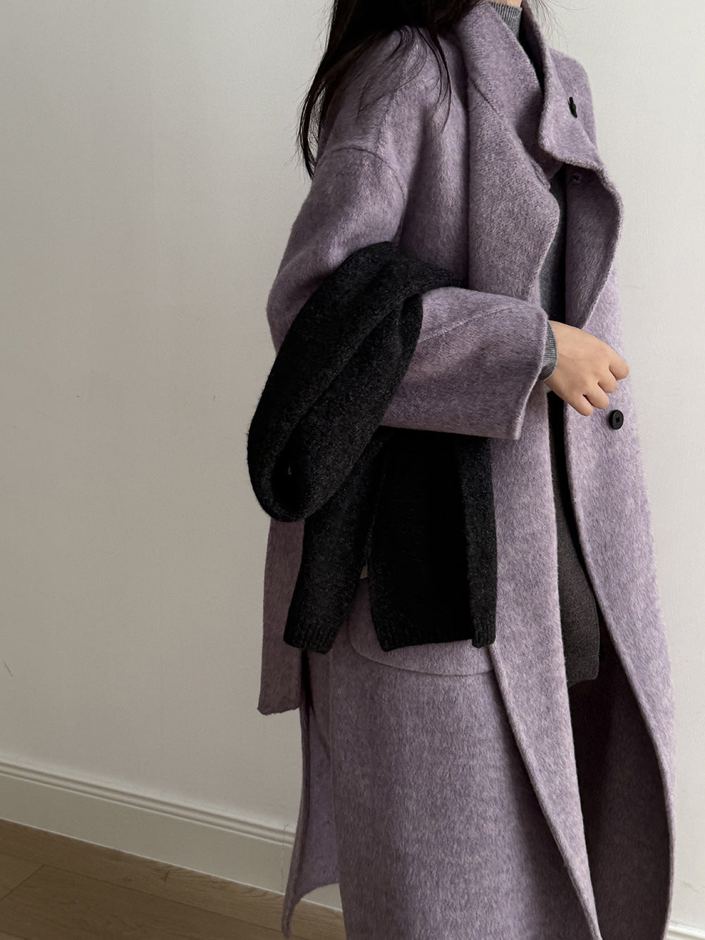 【Y25527】實拍高單質感雙面羊毛呢立領大衣（棉羊毛68%)251106