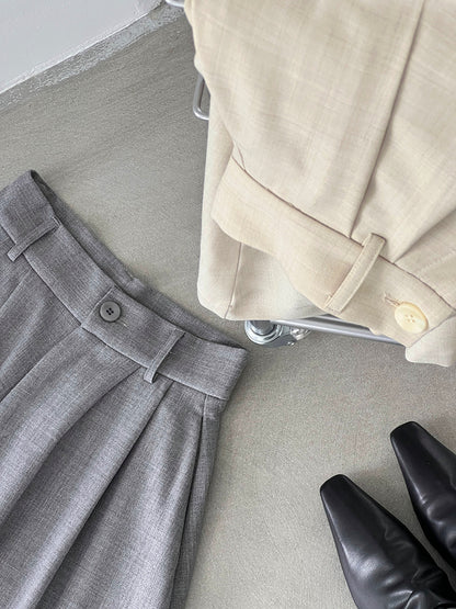 【cim1653】實拍秋日必備高腰壓褶大擺西裝褲251030