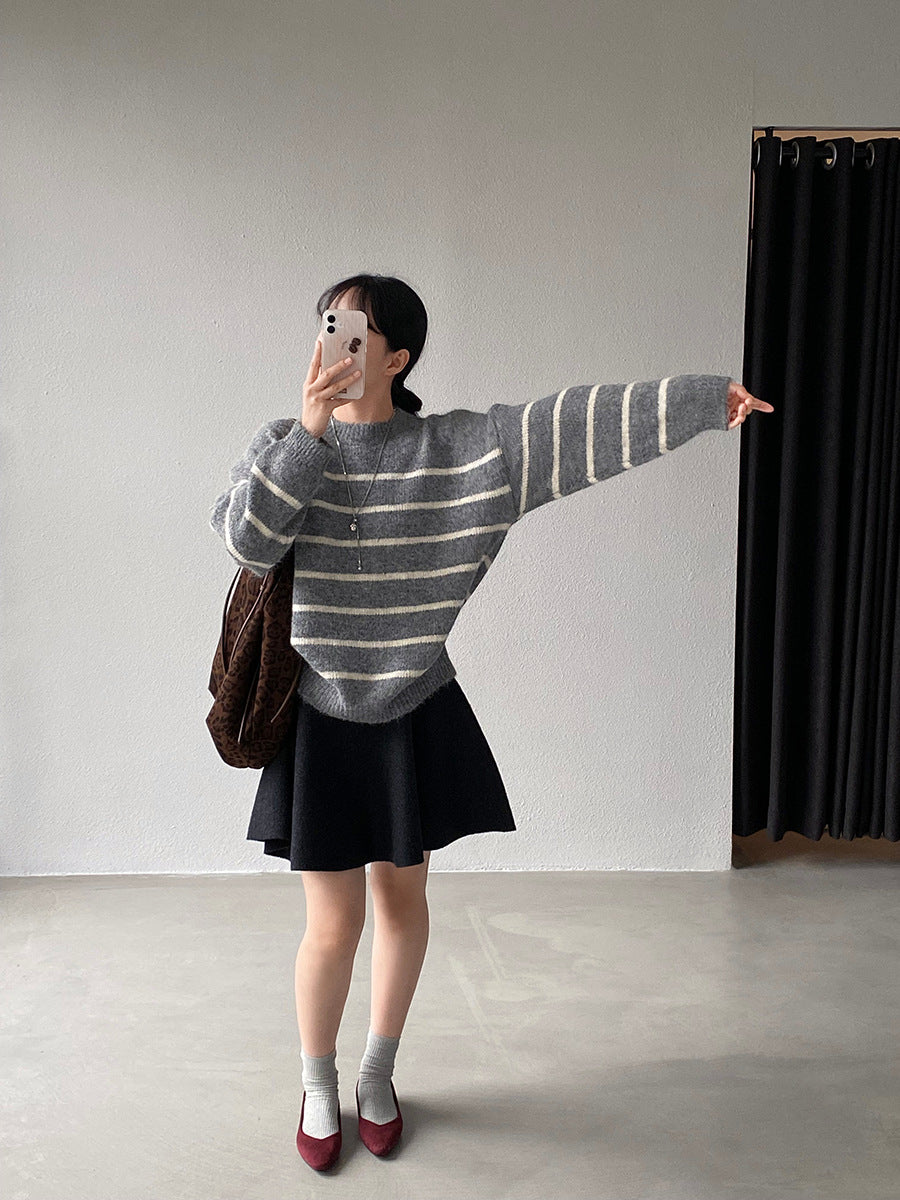 【cimz8925】實拍冬季復古圓領氣質針織毛衣251120