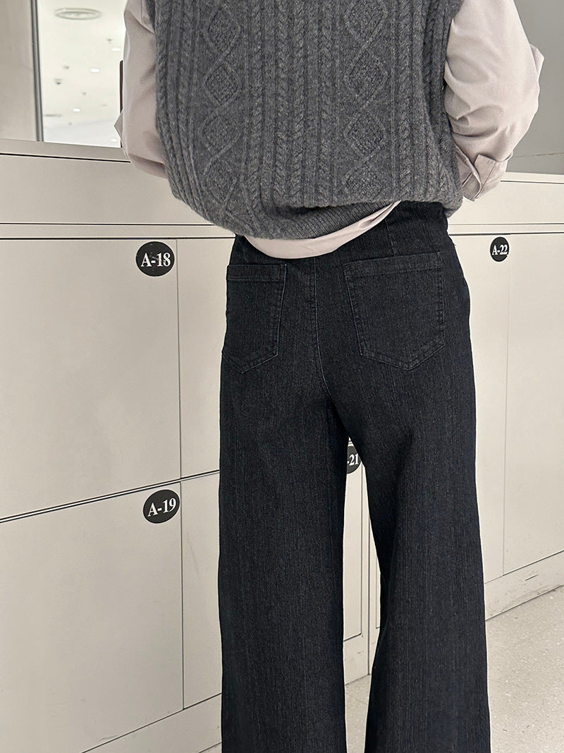 【cim6121】實拍超顯瘦顯腿直彈性九分黑色牛仔褲251030