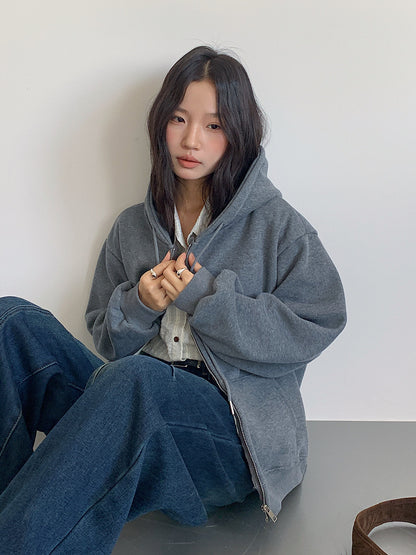 【LD11030】實拍冬季慵懶加絨加厚連帽衞衣外套251124