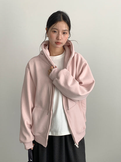 【LD11030】實拍冬季慵懶加絨加厚連帽衞衣外套251124