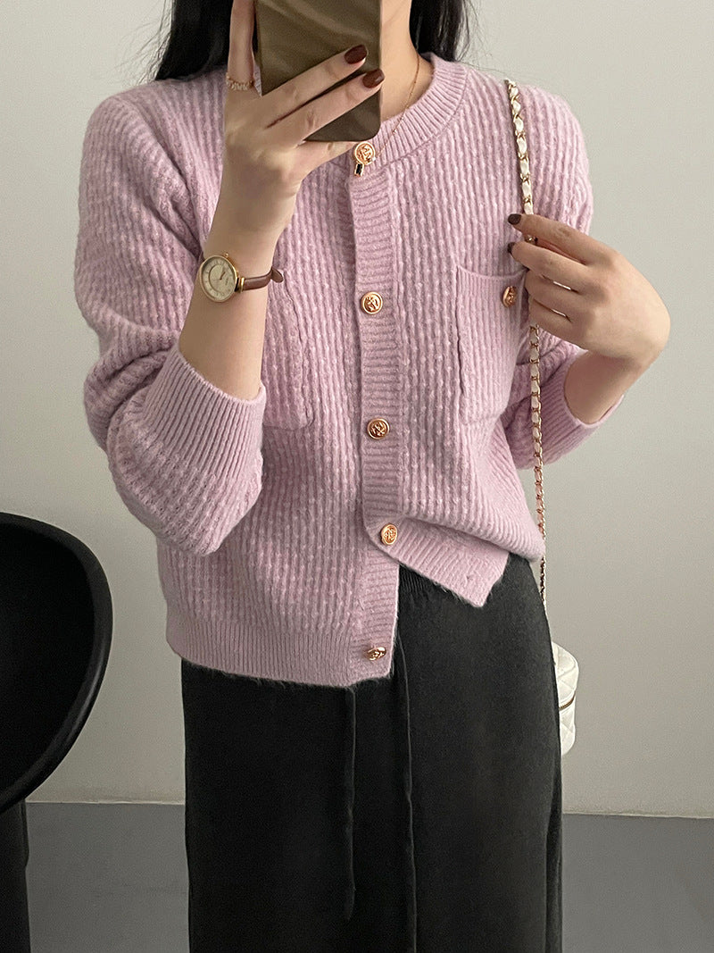 【cimYL1800】實拍韓國早春小香法式高級感針織衫240115