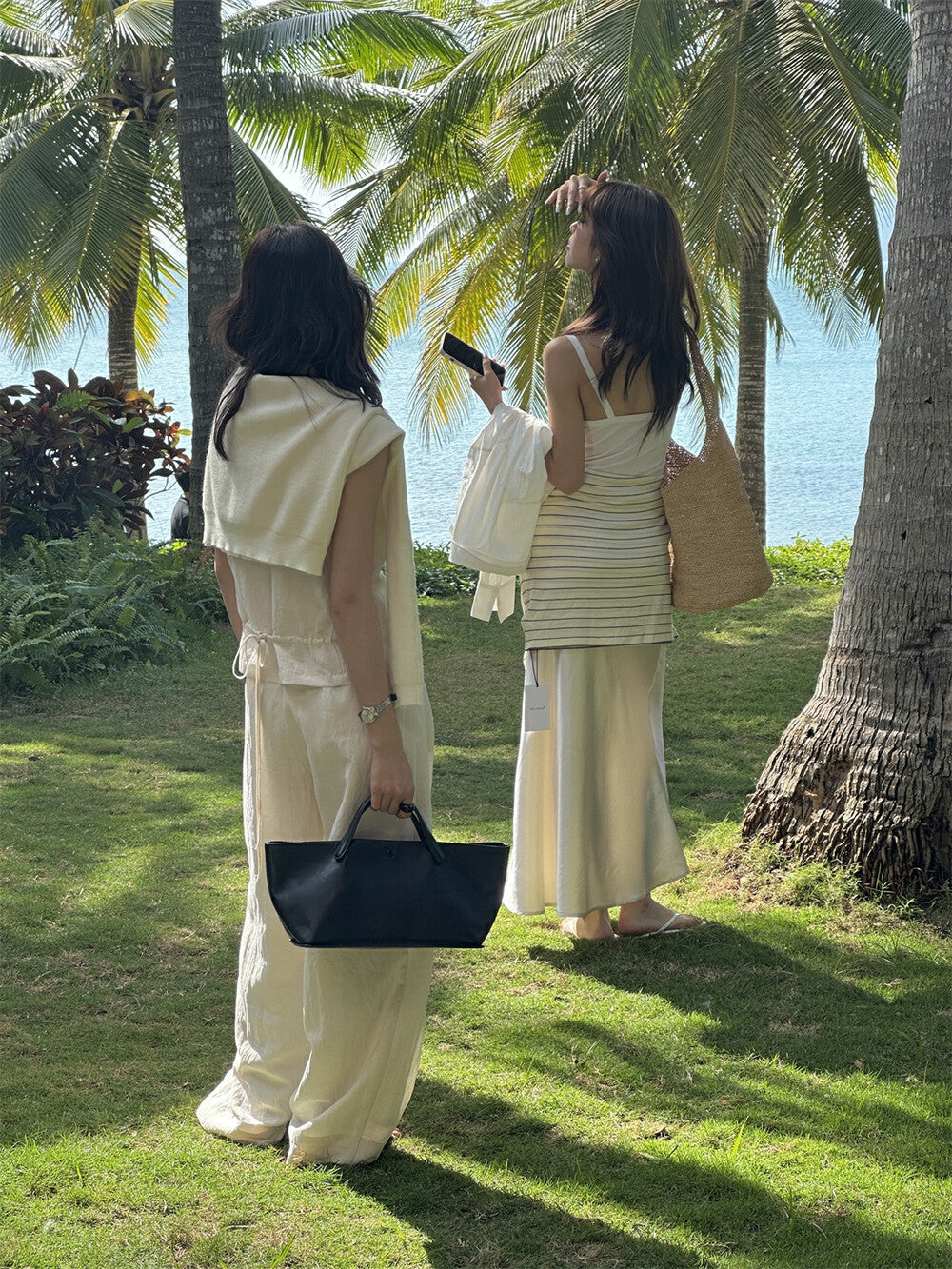【L8213】實拍檸檬夏日老錢風亞麻背心+闊腿休閒褲 套裝250421