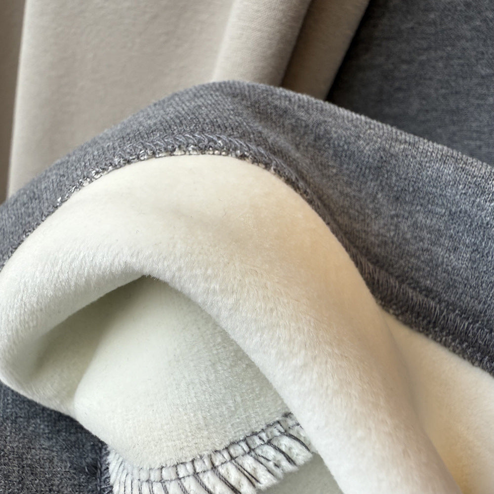 【Y82672】 實拍簡約寬鬆加絨保暖闊腿衛褲251023