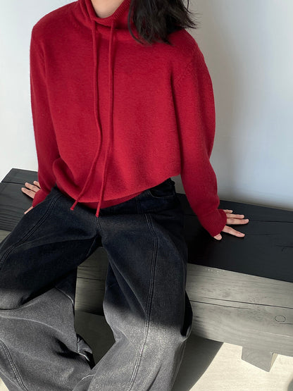 【cimz1374】實拍極簡淨色高領抽繩針織毛衣251120