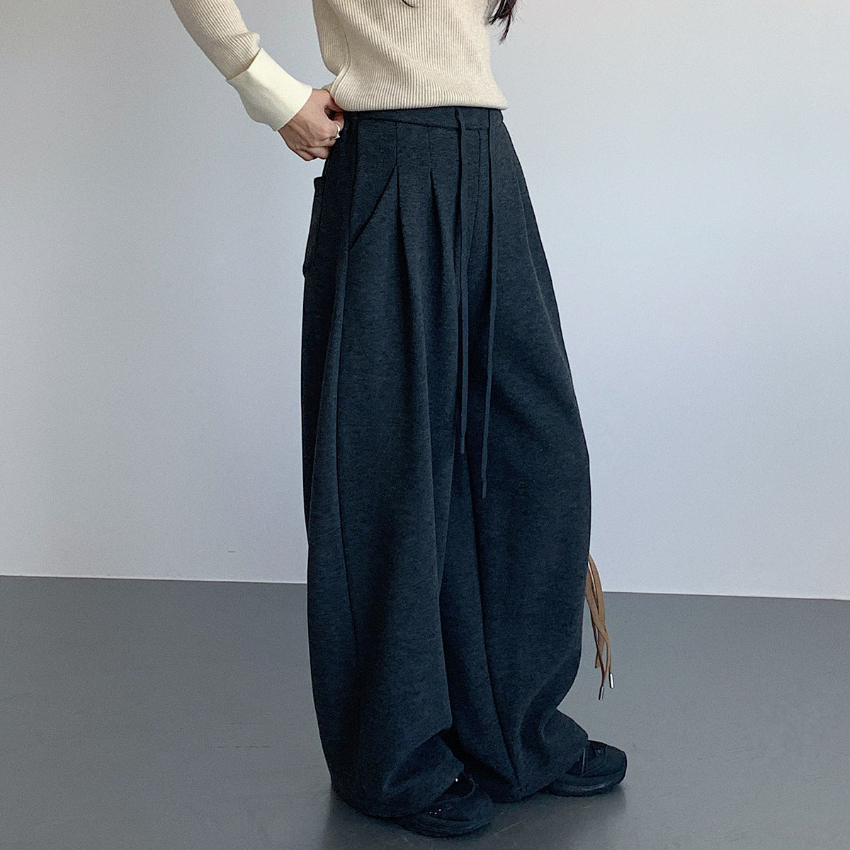 【LD11033】實拍冬季復古極簡寬鬆慵懶垂感彎刀褲251124