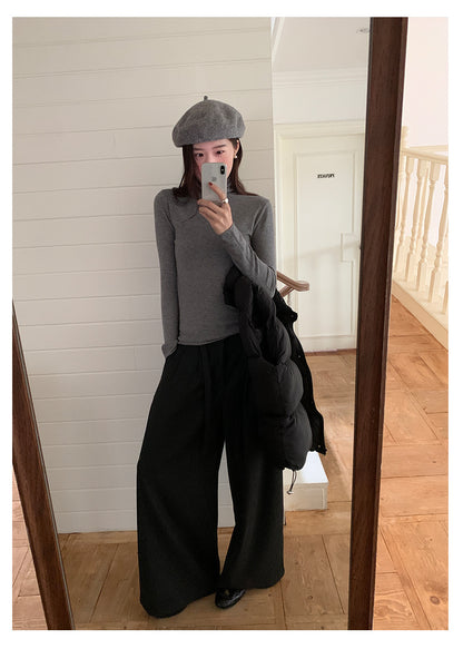 【H5481】實拍基礎6色堆堆領毛針織T恤251109