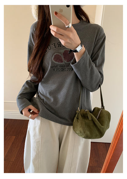 【H5497】實拍德絨加厚磨毛長袖T恤251118