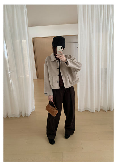 【H566】實拍秋冬高腰斜紋棉挺版西裝長褲（後鬆緊腰）251021