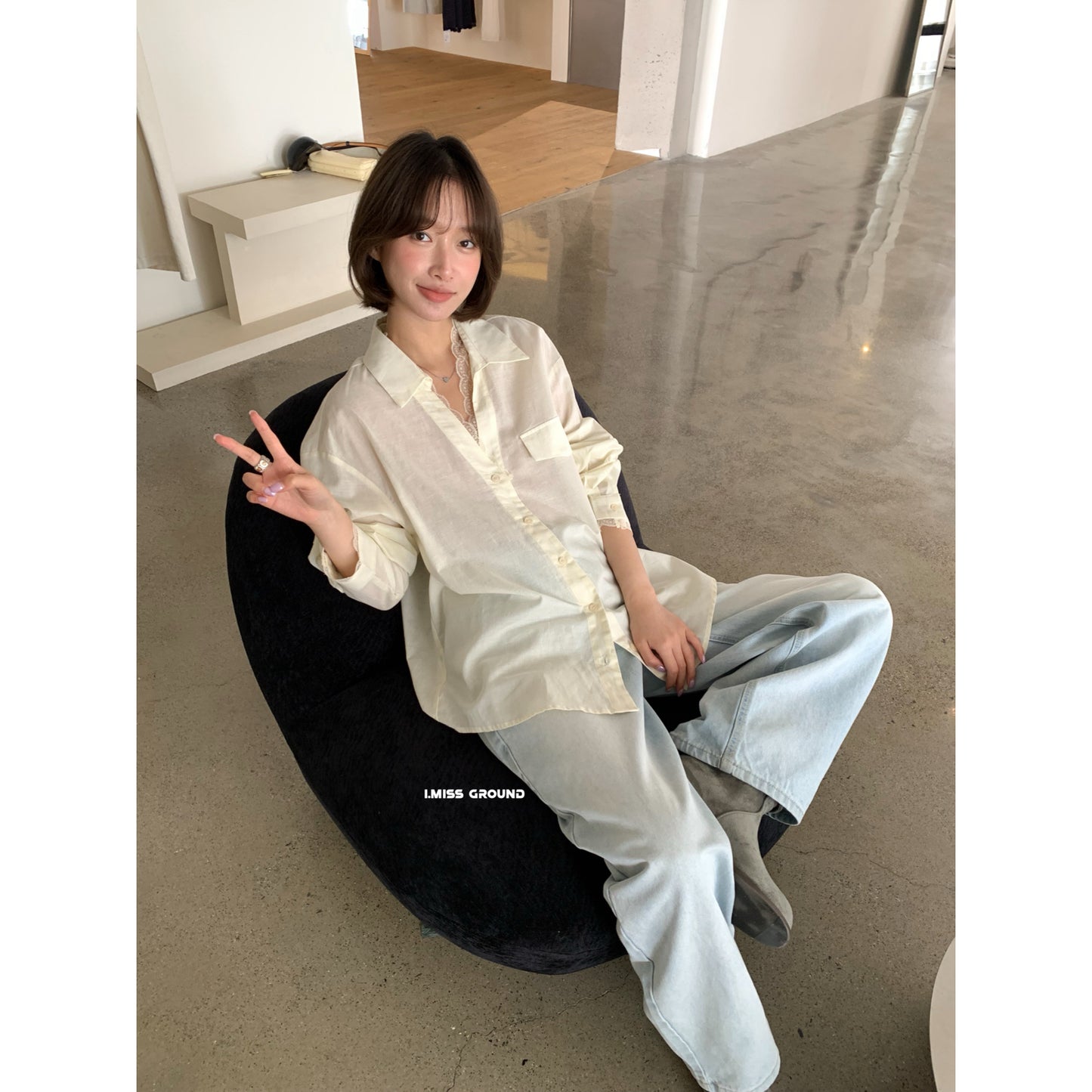 【LR2266】實拍imiss質感推薦！蕾絲苧麻長袖襯衫260305