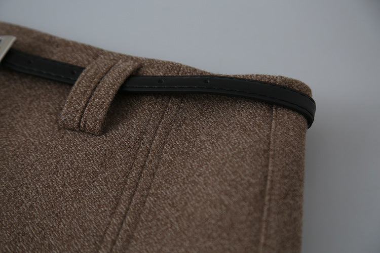 【LD11032】實拍S~XL羊毛絨超瘦高腰A字裙羊毛10%(內有安全褲+皮帶）251124