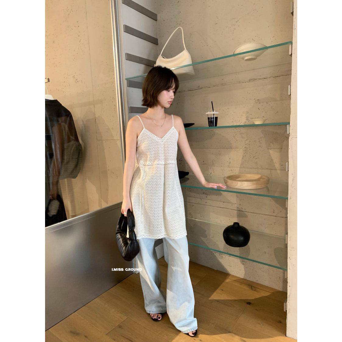 【LR2232】實拍imiss層次疊穿必備！蕾絲V領吊帶洋裝260305