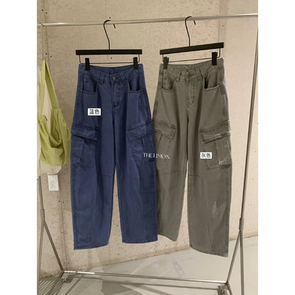 【LHT015】檸檬2026早秋新款時髦復古摩登水洗顯瘦休閒工裝褲260728