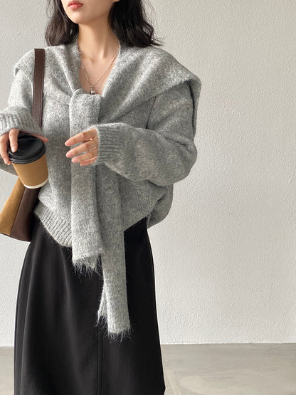 【cim8802】實拍纯色溫柔針織毛衣+針織披肩(羊毛8）251114