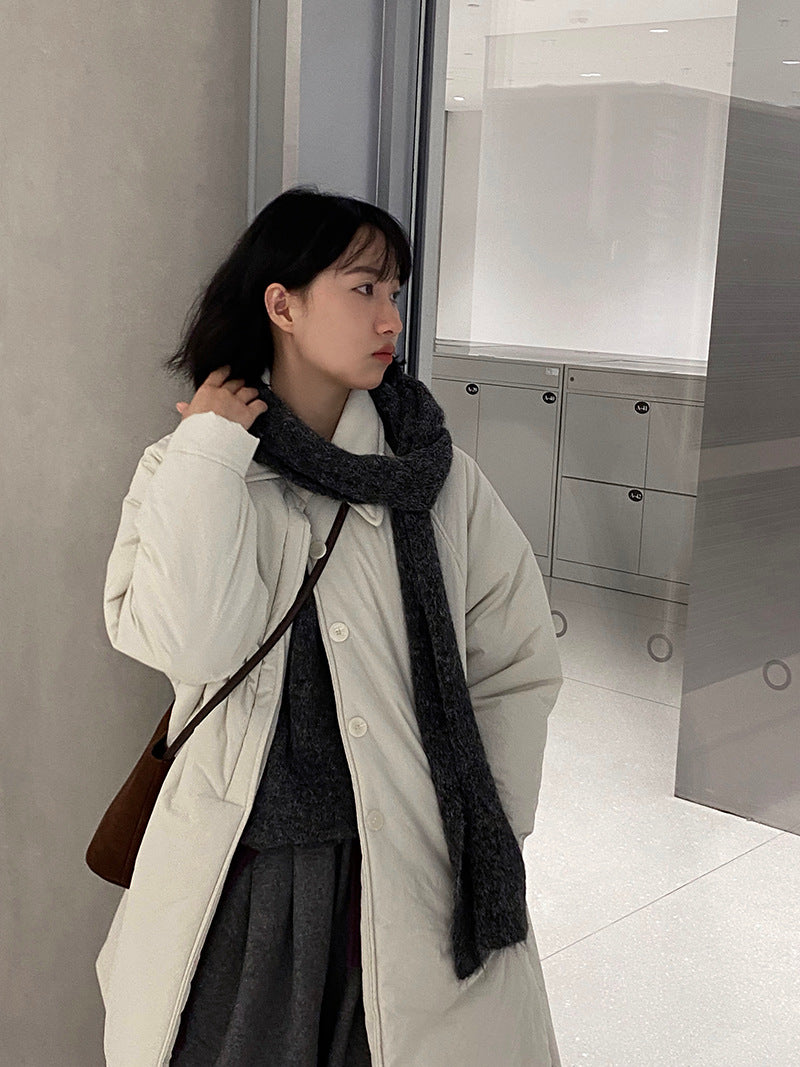 【cimz1235】 雪山奶糖 Muji 風輕薄初冬簡約廓形寬鬆棉服外套260108