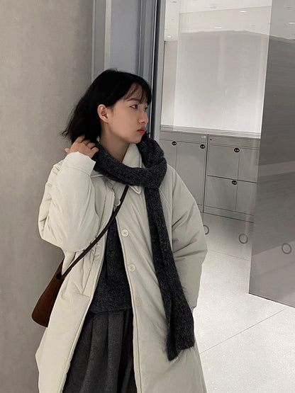 【cimz1235】 雪山奶糖 Muji 風輕薄初冬簡約廓形寬鬆棉服外套260108
