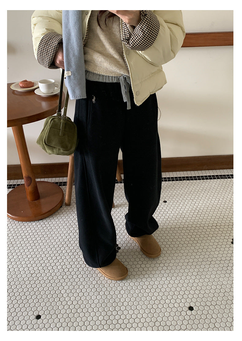 【H5508】實拍M~XL懶懶加厚奧粒絨舒適休閒彎刀褲型251118