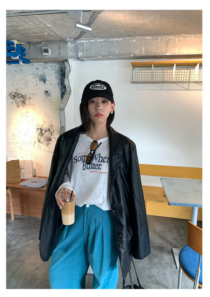 【H5389】實拍簡約休閒韓系長袖T恤250902