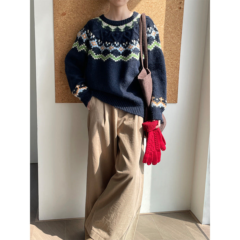 【cimMB850】實拍冬季必備复古費爾島提花針織毛衣251114