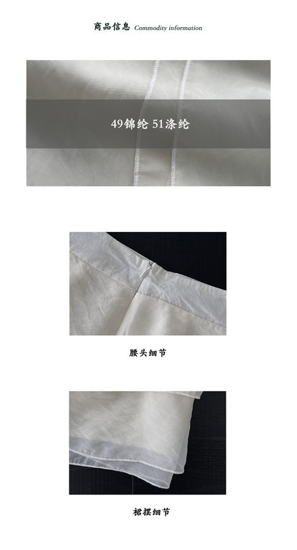 【cimzY752】韓系溫柔初戀🤍精緻木耳邊蕾絲下擺壓褶白色A字短裙

260402