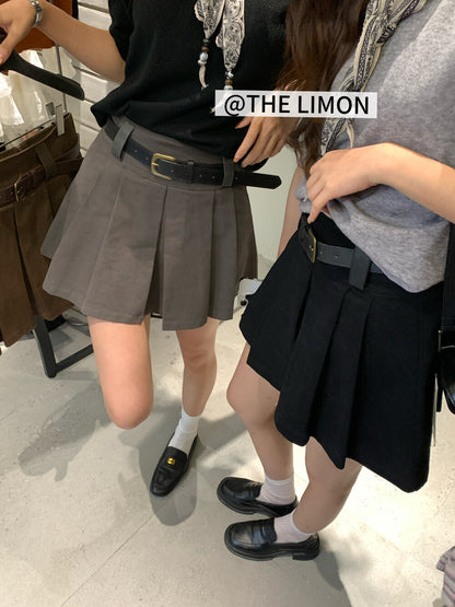 【L1118】實拍檸檬家秋季高腰顯瘦百褶裙＋腰帶250901