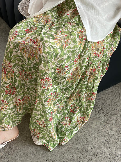 【cim26023】春日清新氧氣感🍃韓系多巴胺綠色碎花百搭高腰長裙260326