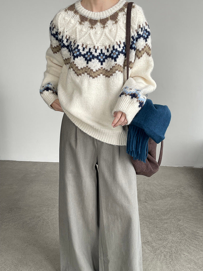 【cimMB850】實拍冬季必備复古費爾島提花針織毛衣251114